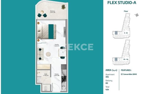 Apartment de 1 dormitorio en Dubai, UAE No. 120189 28