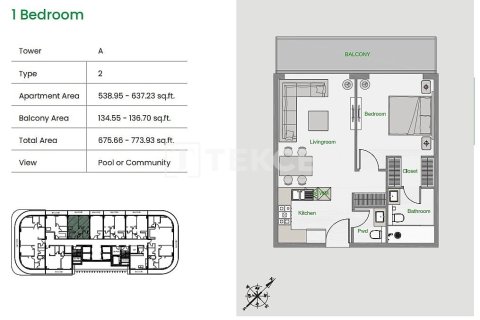 Appartement de 1 chambre à Arjan, UAE No. 135604 18