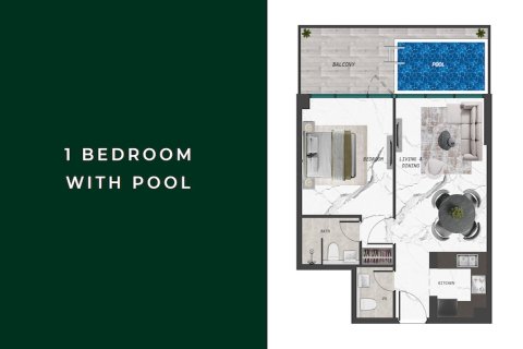 Apartment de 1 dormitorio en Dubai, UAE No. 151991 3