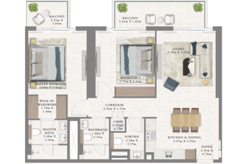 Apartment de 1 dormitorio en Dubai Marina, UAE No. 153639 5