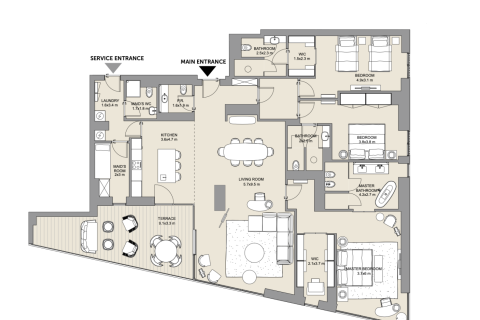 Apartment de 3 dormitorios en Dubai, UAE No. 147191 3