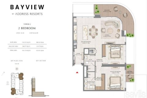 Квартира с 2 спальнями в EMAAR Beachfront, ОАЭ №205970 27
