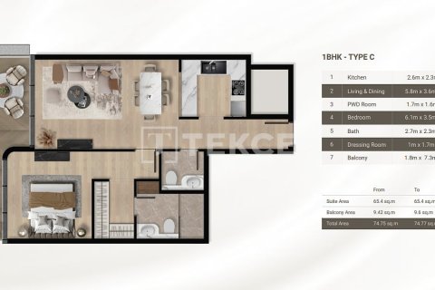 Apartment de 1 dormitorio en Dubai, UAE No. 148271 16
