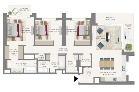 Apartment de 1 dormitorio en Dubai Creek Harbour, UAE No. 153757 10