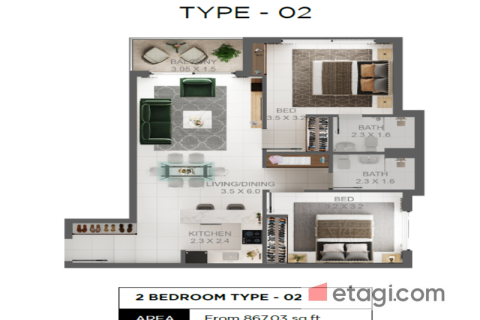 Appartement de 2 chambres à Arjan, UAE No. 71237 15