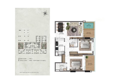 Appartement de 2 chambres à Majan, UAE No. 99315 16