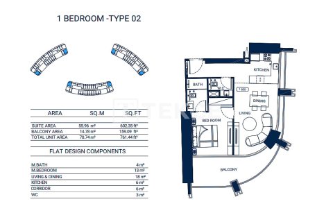 1 bedroom Apartment in Business Bay, UAE No. 155139 14