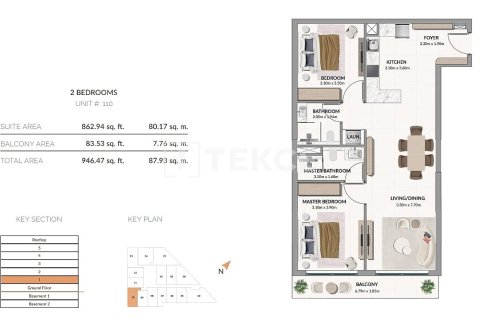 Appartement de 3 chambres à Meydan, UAE No. 222309 24