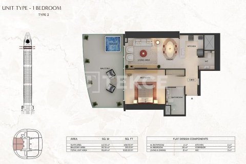 Appartement de 2 chambres à Dubai, UAE No. 203354 19