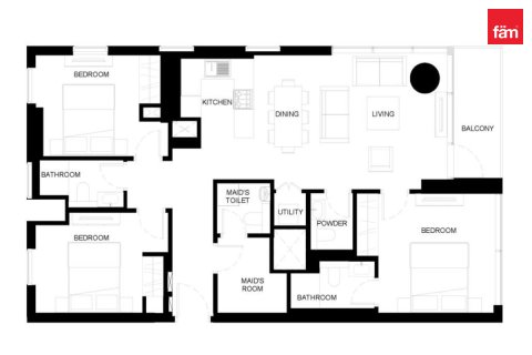 Appartement de 3 chambres à Dubai, UAE No. 220178