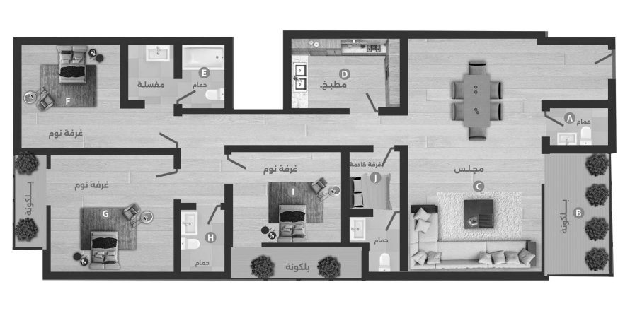 Appartement de 3 chambres à Al-Lujain Apartments 59 Riyadh, Saudi Arabia No. 61046