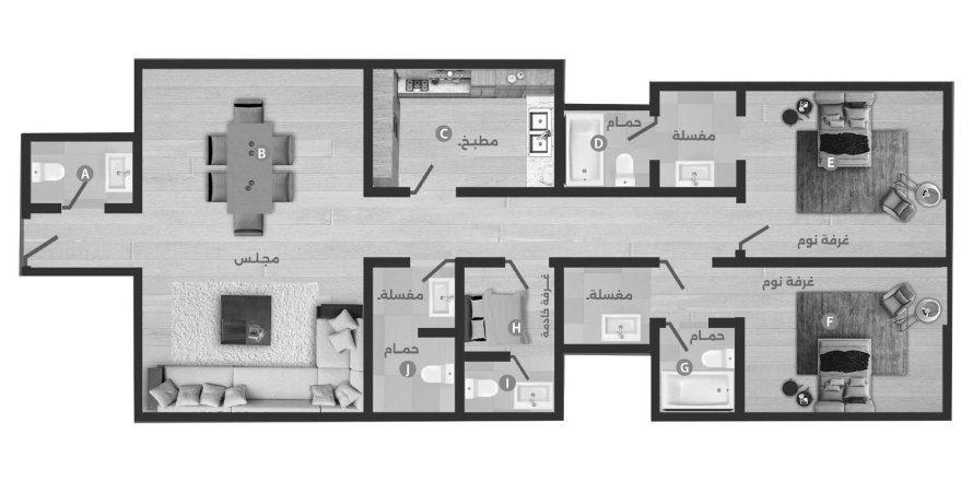 Appartement de 3 chambres à Al-Lujain Apartments 59 Riyadh, Saudi Arabia No. 61044