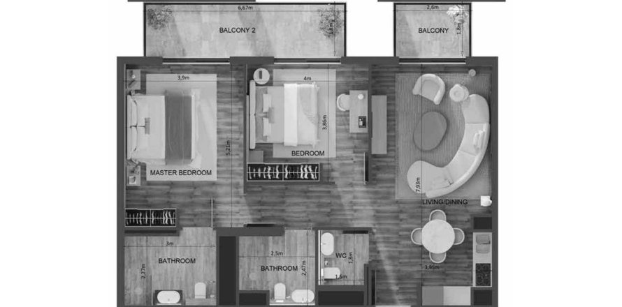 Квартира с 2 спальнями в Mayfair Residence, Джумейра Вилладж Серкл, ОАЭ №124752