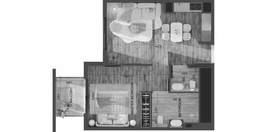 Apartment de 1 dormitorio en Mayfair Residence Jumeirah Village Circle, UAE No. 124750