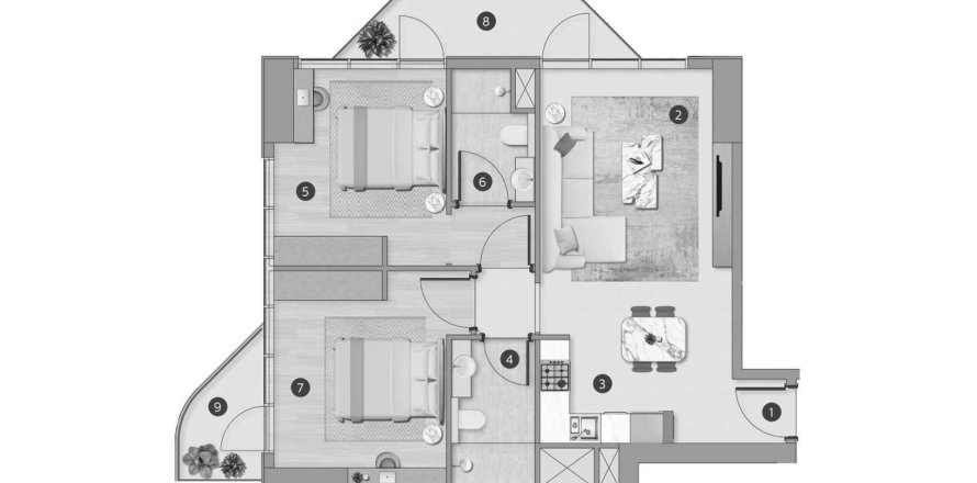 2 غرف نوم شقة في Flora Shore Beachfront Residences دبي, الإمارات العربية المتحدة رقم 117296