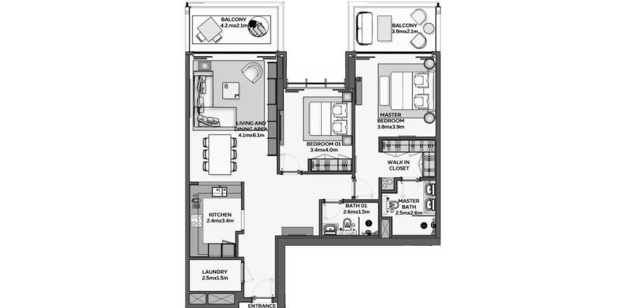 2 غرف نوم شقة في Sidr 1 Residences دبي, الإمارات العربية المتحدة رقم 98007