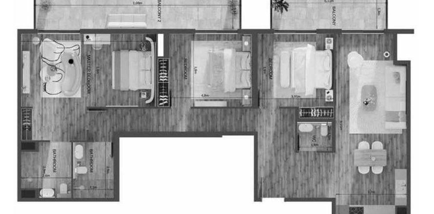 Квартира с 3 спальнями в Mayfair Residence, Джумейра Вилладж Серкл, ОАЭ №124756