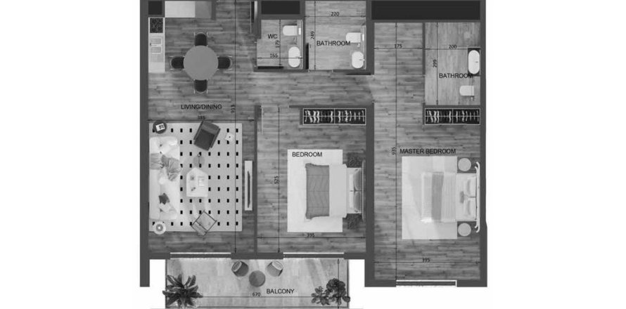 Квартира с 2 спальнями в Mayfair Residence, Джумейра Вилладж Серкл, ОАЭ №124755