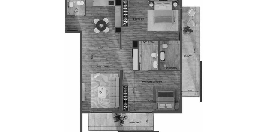Квартира с 2 спальнями в Mayfair Residence, Джумейра Вилладж Серкл, ОАЭ №124754
