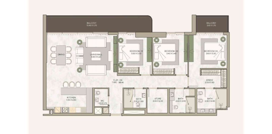 Appartement de 3 chambres à HELVETIA Jumeirah Village Circle, UAE No. 97742