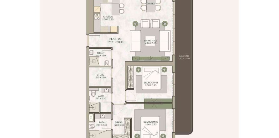 Apartment de 2 dormitorios en HELVETIA Jumeirah Village Circle, UAE No. 97741