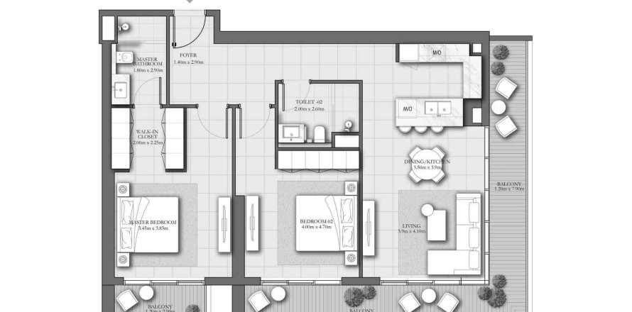 2 bedrooms Apartment in ROMA RESIDENCES Jumeirah Village Circle, UAE No. 97821