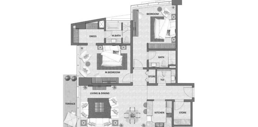 Квартира с 2 спальнями в Seef Avenue II, Манама, Бахрейн №61409