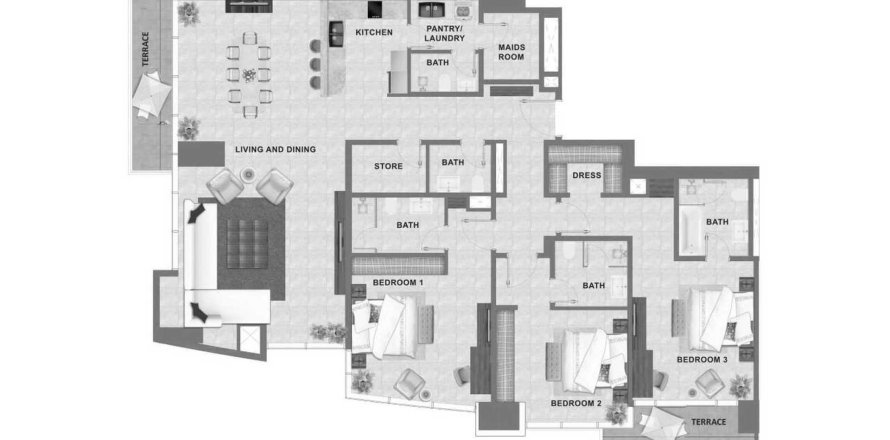 Квартира с 3 спальнями в Seef Avenue II, Манама, Бахрейн №61410