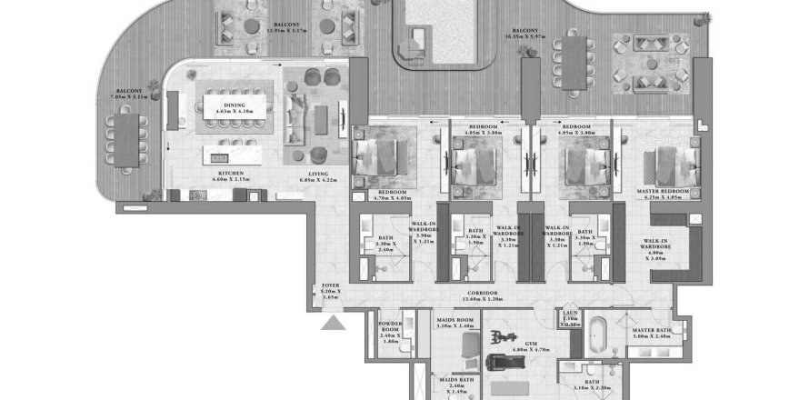 Apartment de 4 dormitorios en Avarra by Palace Business Bay, UAE No. 127041