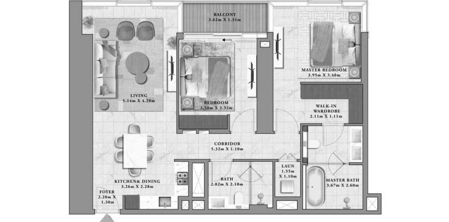 Appartement de 2 chambres à Avarra by Palace Business Bay, UAE No. 127039