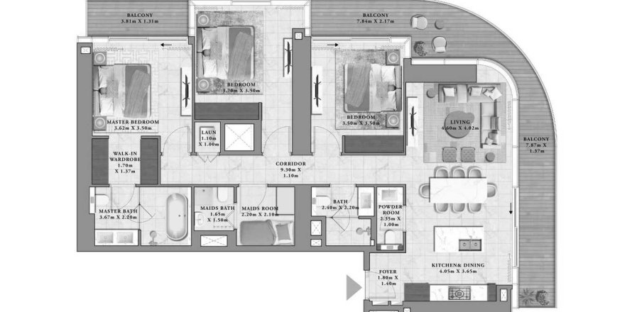 Apartment de 3 dormitorios en Avarra by Palace Business Bay, UAE No. 127040