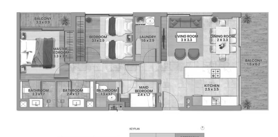 Apartment de 2 dormitorios en Elemental 22 Al Satwa, UAE No. 98136