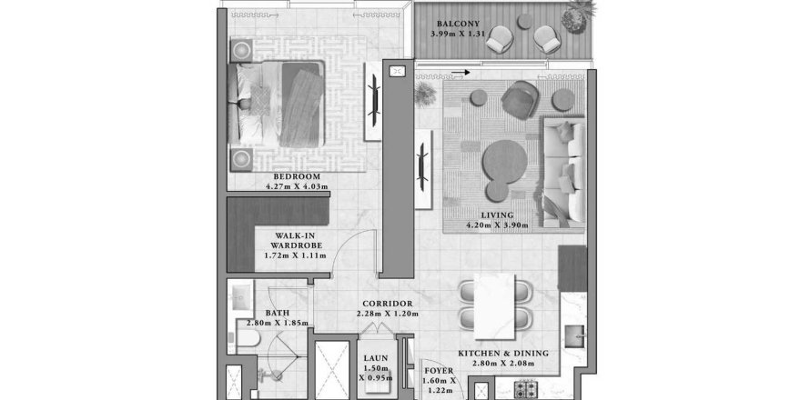Appartement de 1 chambre à Avarra by Palace Business Bay, UAE No. 127037