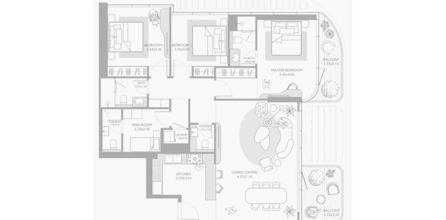 3 غرف نوم شقة في Isla Private Residences دبي, الإمارات العربية المتحدة رقم 148367