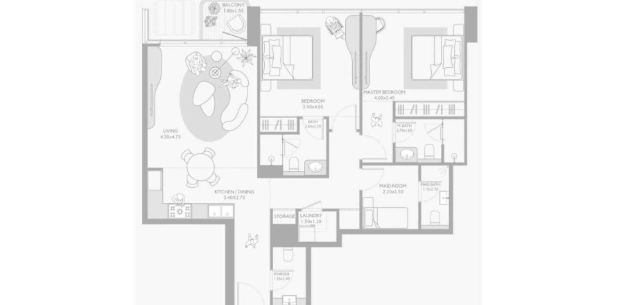 Квартира с 2 спальнями в Isla Private Residences, Дубай, ОАЭ №148366