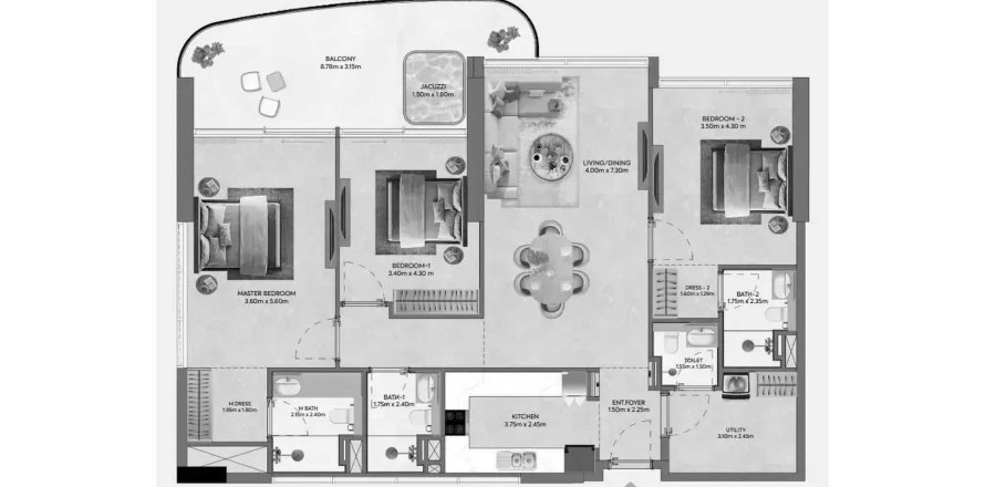 Appartement de 3 chambres à Hermina by Casagrand Dubai, UAE No. 161136