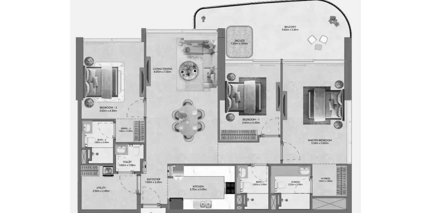 Appartement de 3 chambres à Hermina by Casagrand Dubai, UAE No. 161137