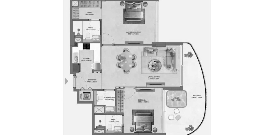 Appartement de 2 chambres à Hermina by Casagrand Dubai, UAE No. 161141