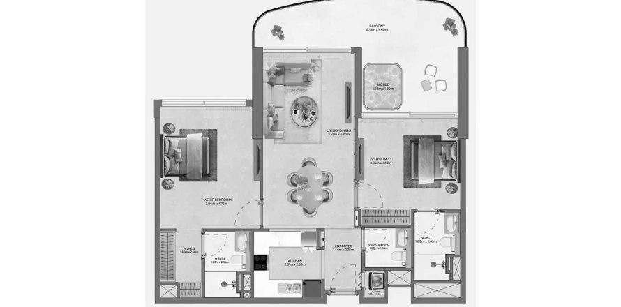 Appartement de 2 chambres à Hermina by Casagrand Dubai, UAE No. 161143