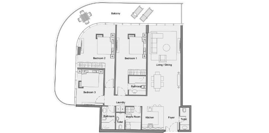 3 غرف نوم شقة في Hanging Gardens Bahrain رقم 59877