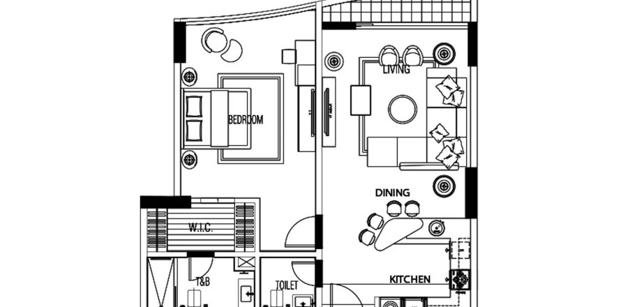 Apartment de 1 dormitorio en The Treasure Residence Manama, Bahrain No. 61282