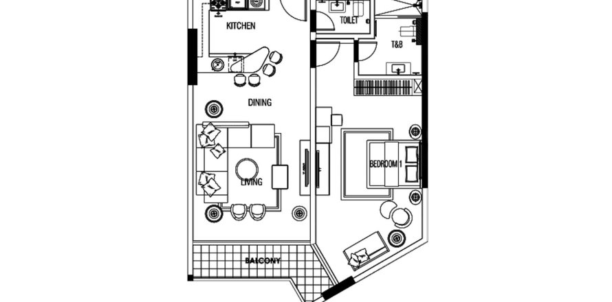 Apartment de 1 dormitorio en The Treasure Residence Manama, Bahrain No. 61283