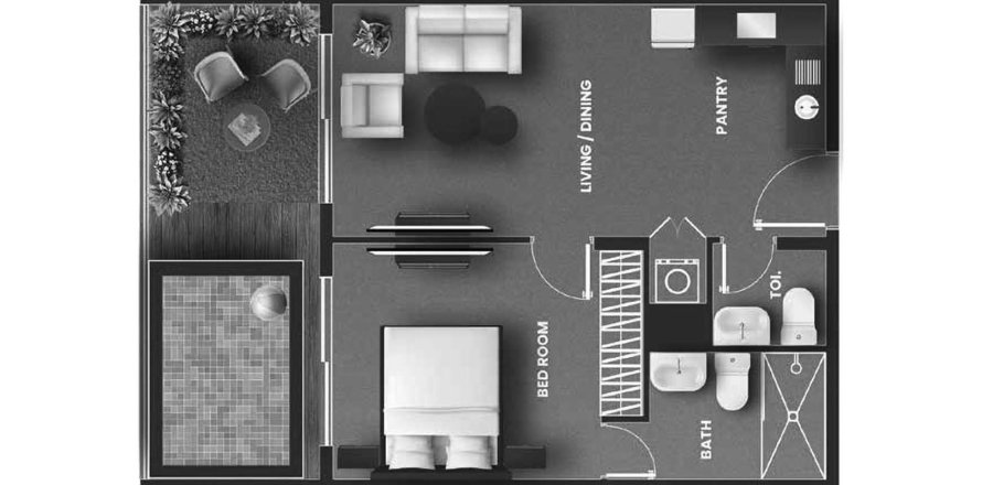 1 chambre Appartement plan d'étage «1BR-5», VINCITORE AQUA FLORA