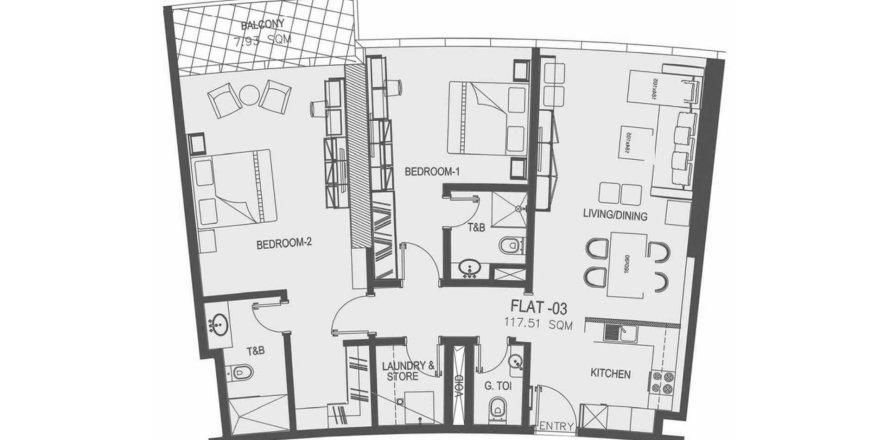 2 bedrooms Apartment in Symphony Tower Manama, Bahrain No. 61212