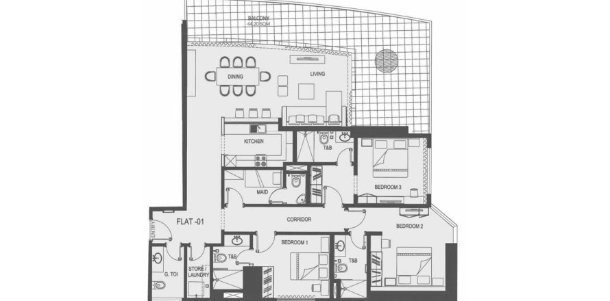 Appartement de 3 chambres à Symphony Tower Manama, Bahrain No. 61214