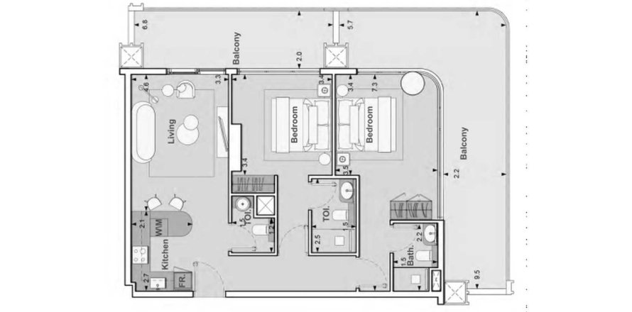 2 غرف نوم شقة في Lume Residence دائرة قرية جميرا, الإمارات العربية المتحدة رقم 98217
