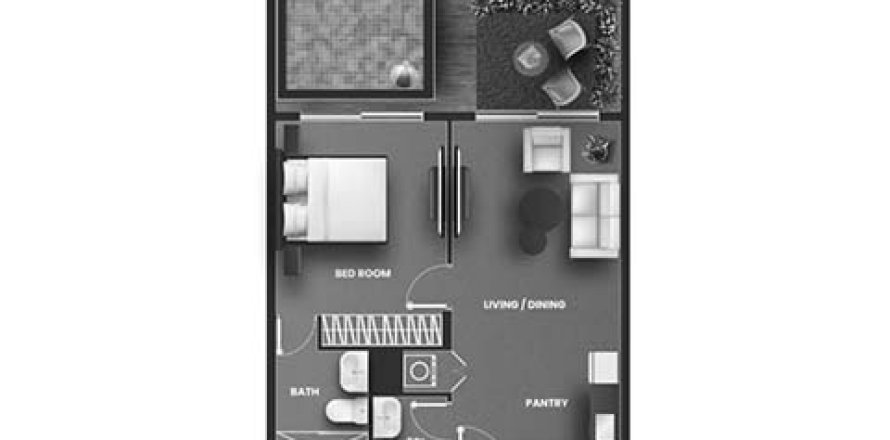1 chambre Appartement plan d'étage «1BR-4», VINCITORE AQUA FLORA