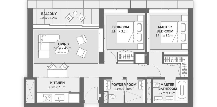 2 غرف نوم شقة في Marassi Residences الْمَنَامَة, Bahrain رقم 61165