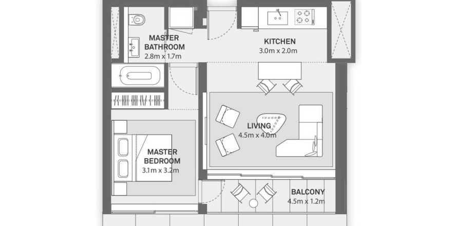 1 غرف نوم شقة في Marassi Residences الْمَنَامَة, Bahrain رقم 61163