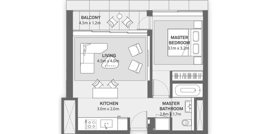 1 غرف نوم شقة في Marassi Residences الْمَنَامَة, Bahrain رقم 61162